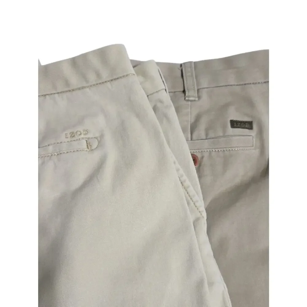 Izod Mens Sz 40X30 Straight Saltwater Khaki Chinos 2 Pair  Bundle